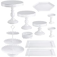 Hedume 10-Set Cake Stands, Metal Cupcake Stand Set with Multiple Combination Styles, Dessert Plate Cake Serving Tray Candy Fruit Display Tower for Wedding, Birthday Party, Anniversary, Baby Shower