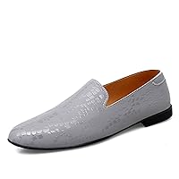 Men's Casual Loafer Slip on Vegan Leather Round Toe Pull Tap Smoking Dress Shoes Flat Flexible