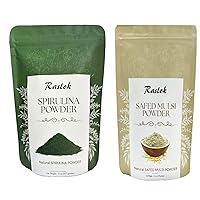 Pure Spirulina Powder | Immune Support and Antioxidants Pure Safed Musli Powder | White Musli | Svet Musli Powder | Chlorophytum Borivilianum (3.52 Oz)