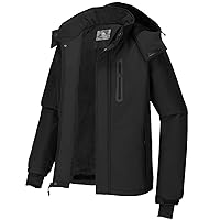 CAMEL CROWN Men's Mountain Snow Waterproof Ski Jacket Detachable Hood Windproof Fleece Parka Rain Jacket Winter Coat