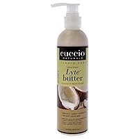 Cuccio Naturale Lyte Ultra-Sheer Body Butter - Replenishing Scented Moisturizer Cream - Deep Hydration To Repair Dry Skin - All Natural, Cruelty-Free Formula - Coconut And White Ginger - 8 Oz