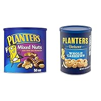 PLANTERS Salted Mixed Nuts and Whole Cashews Bundle (1 Canister, 56oz)