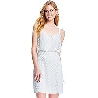 Adrianna Papell Women's Sleeveless V-Neck Blouson Beaded Cocktail Dress