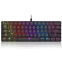 GTRACING Mechanical Gaming Keyboard 60% Colorful Backlit Wired Ultra Compact 61 Keys Mini for Computer PC Laptop Windows Type-C Blue Switches GT882