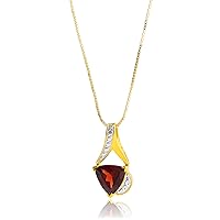 MAX + STONE 14k White Gold 8mm Cushion Cut Birthstone Solitaire Pendant Necklace for Women with 18 inch Box Chain