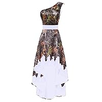 Country Wedding Dress Camouflage High Low Lace Formal Bridal Reception Dresses One Shoulder