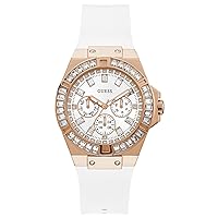 GUESS Ladies 39mm Watch - Pink Strap White Dial Rose Gold Tone Case