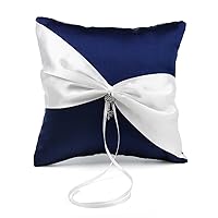 Exclusive Navy Blue Satin Charms Wedding Ring Pillow Bearer 7.8
