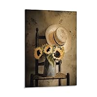 Vintage Sunflower Art Sunflower Kitchen Decor and Accessories Sunflower Poster Canvas Wall Art Prints for Wall Decor Room Decor Bedroom Decor Gifts 16x24inch(40x60cm) Frame-Style