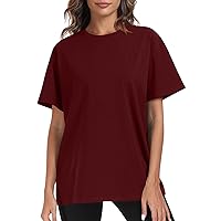 Women's Fall Tops T Shirts Short Sleeve Tees Fashion Tops Lightweight Soft Casual Summer Outfits Clothes, S-3XL