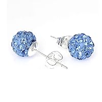 8mm Rhinestones Fireball Disco Ball Pave Bead Stud Earrings