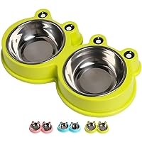 Double Dog Cat Bowls Premium Stainless Steel Pet Bowls with No-Slip Stainless Steel Cute Modeling Pet Food Water for Feeder Dogs Cats Rabbit and Pets