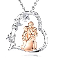INFUSEU Sterling Silver Mom Daughter Sister Necklaces for Women Birthday Mothers Day Valentines Day Special Gifts