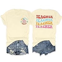 ASTANFY Teacher Shirts Women Teacher Shirt: Let's Learn Today Teacher Clothes Back to School Teacher T-Shirt Teacher Gift