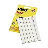 Uhu Tac Removable and Reusable Glue Pads for Fast & Cleanmounting, Non-Toxic, Ideal for Paper and Small Objects, 80 Tac Pads (99683),White (SAU99683)