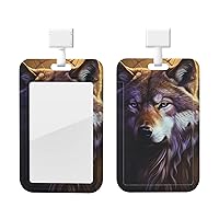 Wolves and Dream Catchers Printed Id Badge Holder with Breakaway Lanyard Waterproof Plastic Card Sleeve Name Tags Protector Cover for Work Office Nurse Doctor Teacher