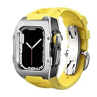 AEHON Luxus-Modifikationsset für Apple Watch Serie 8, 7, Silikonband, Metallhülle für iWatch SE 6, 5, 4, Herren, Gummi-Handgelenkband, 44 mm, 45 mm