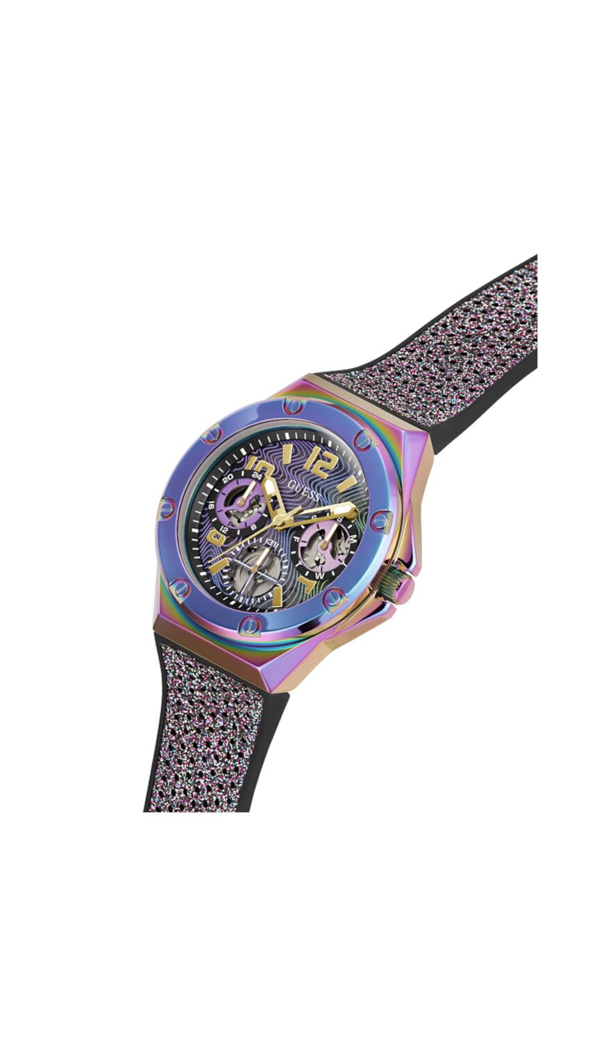 GUESS Women's 40mm Watch - Multi-Color Strap Multi Dial Iridescent Case