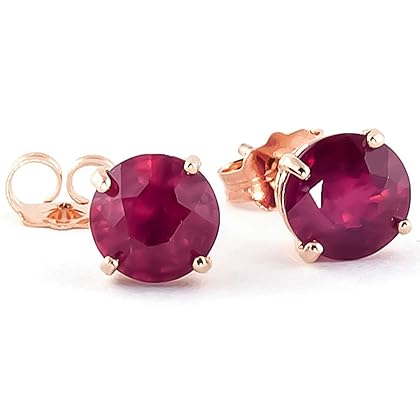 Galaxy Gold GG 14k Solid White, Rose, Yellow Gold Ruby Stud Earrings 3.5 ct s (CTW) Ruby- 3487