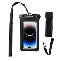 Sinjimoru Waterproof Floating Cell Phone Pouch, Lightweight Clear 3 Straps Water Protector Phone Case Bag Compatible with iPhone Galaxy for Beach Essentials Waterproof Pocket Bag Black