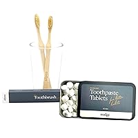 Nano Hydroxyapatite Toothpaste Tablets: Fluoride-Free, Natural Ingredients, TSA-Approved, Mint, 62 Tabs + Nudge Bamboo Toothbrushes (Pack of 2)