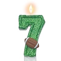 Green Number 7 Birthday Candle, Boy 7th Birthday Party Football Theme Decorations Supplies, 3D Football Designed Green Number Candles for Birthday Cake Topper Decorations (7 Candle Green)