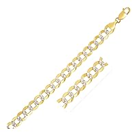 8.2 mm 14k Two Tone Gold Pave Curb Chain 26'' / Two-Tone Gold