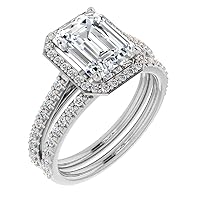 Moissanite Star Sterling Silver Genuine Moissanite Engagement Ring, Ethically, Authentically & Organically Sourced 1 CT Emerald Cut, Moissanite Diamond Wedding Rings, Promise Ring