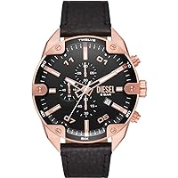 Diesel Spiked watch for men, Chronograph Movement with Silicone, Stainless steel or Leather strap