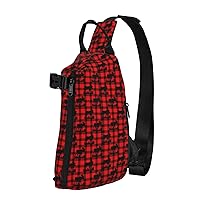 Men'S Casual Shoulder Bag,Moose Plaid Fashionable Crossbody Bag, Chest Bag, Travel Bag