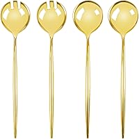 Dazzling Gold Novelty Serving Spoon & Spork Plastic Serveware - 4 Count - Perfect for Parties and Events