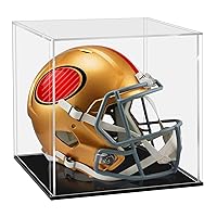 LANSCOERY Clear Acrylic Display Case, Assemble Cube Display Box Stand with Black Base, Dustproof Protection Showcase for Collectibles Memorabilia Figurines (14x14x14inch; 35x35x35cm)