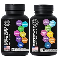 Prostate Supplements with Saw Palmetto and Pure Saffron Extract Capsules Men's Health Support Bundle