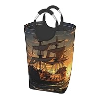Laundry Basket Freestanding Laundry Hamper Fantasy pirate ship Collapsible Clothes Baskets Waterproof Tall Dirty Clothes Hamper for Dorm Bathroom Laundry Room Storage Washing Bin