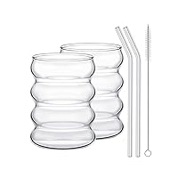 Coffee Mugs Milk Cup Single-Layer Glass Cup With Straw Drinking Cup Cup Water Mugs Glass Material For Any Occasion Glass Straw Cup Set