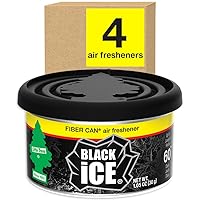 LITTLE TREES Car Air Freshener. Fiber Can Provides a Long-Lasting Scent for Auto or Home. Adjustable Lid for Desired Strength. Black Ice, Air Fresheners (Pack of 4)