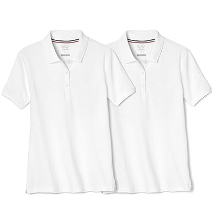 French Toast Girls' Short Sleeve Stretch Pique Polo-2 Pack