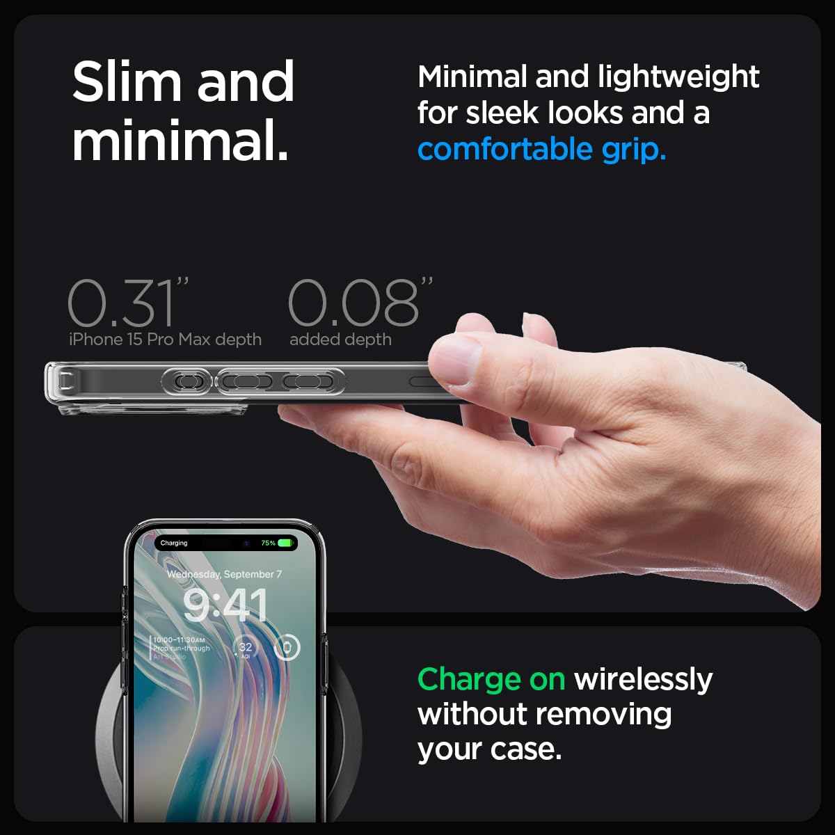 Spigen Ultra Hybrid Designed for iPhone 15 Pro Max Case (2023), [Anti-Yellowing] [Military-Grade Protection] - Space Crystal