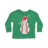 Threadrock Little Boys' Baseball Snowman Toddler Long Sleeve T-Shirt
