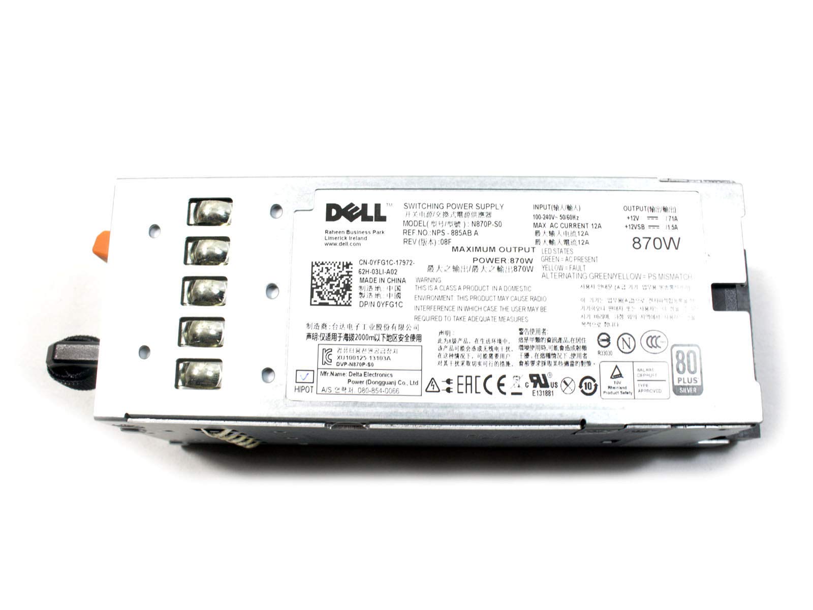 Dell PE T610/R710 870W Power Supply (YFG1C)