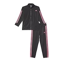 adidas Girl's Essential-Tricot Set (Toddler/Little Kid) Black/Pink 6 Little Kids