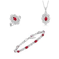 Rylos Matching Jewelry Hugs & Kisses Infinity Set: Sterling Silver Tennis Bracelet, Ring & Necklace. Gemstone & Diamonds, 7-8