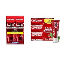 Colgate Optic White Renewal Teeth Whitening Toothpaste with Fluoride, 3% Hydrogen Peroxide & Optic White Advanced Teeth Whitening Toothpaste, 2% Hydrogen Peroxide Toothpaste
