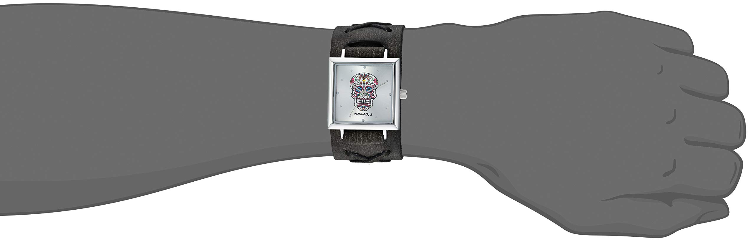 Nemesis Unisex FXB955S SQ Sugar Skull Analog Display Silver Watch