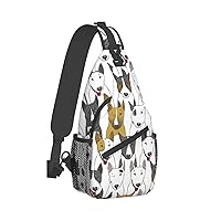 Colorful Bull Terrier Pattern Sling Bag Sling Backpack Crossbody Bags Chest Shoulder Bag Daypack for Women Men