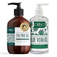Tea Tree Oil Body Wash and Aloe Vera Gel with Organic Aloe Vera Cold Pressed bundle