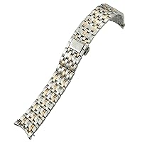20mm 16mm 19mm Stainless Steel Watchband Replacement for Omega De Ville Prestige Orbis Edition Watch Strap Metal Glossy Bracelet (Color : Silver Rose, Size : 19mm)