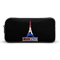 I Love Paris France Eiffel Tower Pencil Case Durable Pencil Bag Large Capacity Storage Pen Pouch