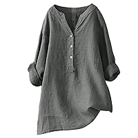 Womens 3/4 Sleeve Tops and Blouses Summer Blouses 2024 Solid Dressy Casual Loose Fit T Shirts Plus Size Daily Tunics