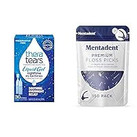 TheraTears Nighttime Dry Eye Gel Drops, 30 Count & Mentadent Premium Floss Picks with Toothpicks, 150 Count